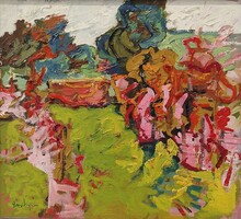Bényi Árpád festmény, 36x40 cm, keretezve: 50x54 cm
