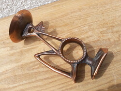 Retro iparművészeti bronz kakas alakú gyertyatartó