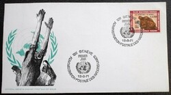 ENSZGf16 / ENSZ Genf 1971 Nemzetközi menekültsegély bélyeg FDC-n