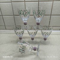 Retro ,kézzel festett boros pohár 6 db eladó!
