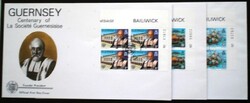 GUf245-50ns / Guernsey 1982 EUROPA bélyegsor ívsarki négyestömb FDC-n