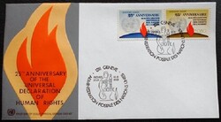 ENSZGf35-6 / ENSZ Genf 1973 Az ENSZ Emberi Jogi Főbiztossága bélyegsor FDC-n