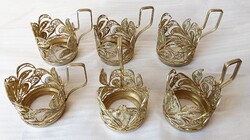 Leárazás! Gyönyörű antik ezüstözött filigrán teáscsészetartók, Oroszországból