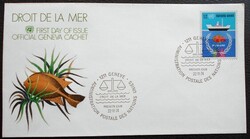 ENSZGf45 / ENSZ Genf 1974  Törvényalkotás a tengerekről bélyeg FDC-n