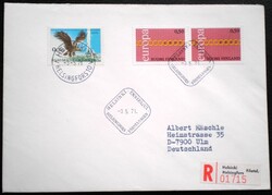Ff689c2f / Finnország 1971 EUROPA bélyegpár FDC-n futott kiegészítő bélyeggel ajánlott levél
