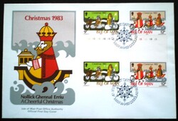MANf248-9ívk / MAN-szigetek 1983 Karácsony bélyegsor ívközéprészes párokban FDC-n