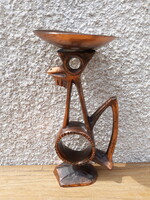 Retro iparművészeti bronz kakas alakú gyertyatartó