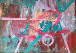 The pink circle   - 70cm x 50cm  - abstract vászonkép