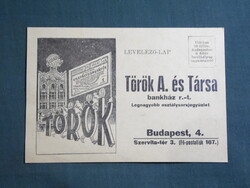 Képeslap,Budapest,Török és Társa bankház,Osztálysorsjegy rendelő ,1925-