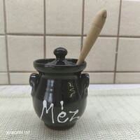 Kerámia méztartó, fa mézkiszedővel eladó!