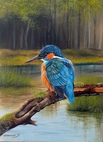 AKCIÓ Dabronaki Jégmadár 40x30 cm olaj-vászon
