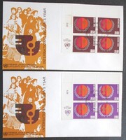 ENSZGf48-9ns / ENSZ Genf 1975  A nők nemzetközi éve bélyegsor ívsarki négyestömbökben FDC-n