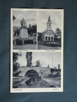 Képeslap,Tápiószele,Hősök szobra emlékmű,Evang. templom,Tápió-híd,Barasits Bp. kiadás,1938-