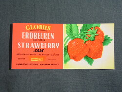 Canning label, Hungarian Canning Factory, GLOBUS strawberry jam