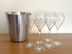 RUINART Champagne pezsgőhűtő jégveder 6 Ruinart kristálypohárral