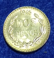 Gold 2 pesos /1919-1948/ 1945 issue, extra condition