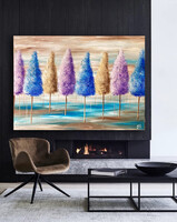 JMModernAbstract PURPLE AIR 100X70 cm-es kortárs akril festmény feszített vásznon