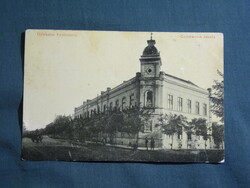 Képeslap,Szolnok,Constantin iskola,utca látkép,részlet,W. L. kiadás,1908-