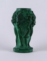 1V793 old curt schlevogt malachite green glass vase 13 cm