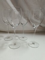 Csodás szőlő mintával csiszolt hosszú, boros pohár készlet - 4 db, 21,5 cm