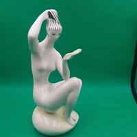 Török János Zsolnay Tükrös akt figura,  akt tükörrel