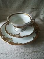 Wawel lengyel porcelán reggeliző szett, vastag aranyozással, nagyon elegáns mintával