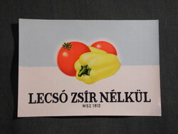 Konzerv befőtt címke,Magyar konzervgyár,GLOBUS,lecsó zsír nélkül,