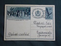 Képeslap,dijjegyes,Lakodalom Somogyban,népviselet látkép,részlet, 1935-