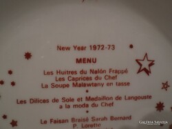 TÁNYÉR - ALKUKÉPES - 1972 év - SZILVESZTERI  MENÜSORRAL - GRAN CANARIA - 20 cm - PORCELÁN