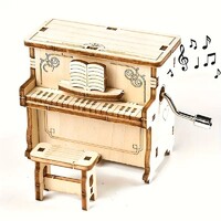 Fa Zenedoboz 3D Puzzle Dekoráció Modell Makett Fából Kézműves Tetszés Szerint Festhető Színezhető Új