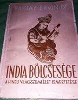 1943.Dr. Baktay Ervin:India bölcsesége HINDU VILÁGSZEMLÉLET könyv a képek szerint LAMPEL