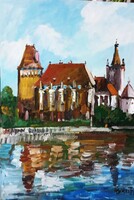 Festmény (02/20) - BÁNFI : BUDAPEST. VAJDAHUNYAD VÁRA  (olaj, karton, 50x35  cm)