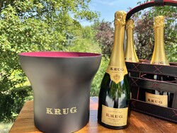 Krug Champagne – Matt Grafit Fekete és Sötét Cseresznye Színű Fém Jégveder (Új, Bontatlan)