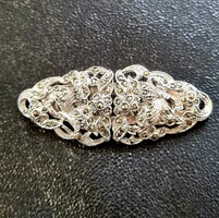 Vintage duette markazit berakásos pillangó mintás ródiumozott bross kitűző