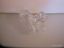 DUGÓ - 2 db - ALKUKÉPES - ÜVEG - TÖMÖR - CUMI ALAKÚ - 5 x 3,5 - 1,5 cm  - VIRÁG - 6,5 x 3 - 1,5 cm