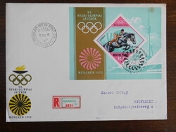 FDC ajánlott ragjeggyel 1972. Olimpia (IV.) München '72 - blokkal