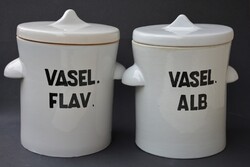 2 db nagy méretű gyógyszertári porcelán tégely párban vagy külön
