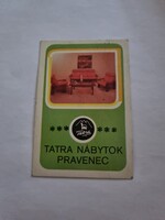 TATRA NÁBYTOK PRAVENEC 1978. évi kártyanaptár  - retro