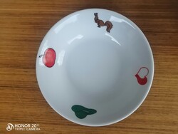 Zsolnay  desszertes tálka _  Mókus +alma + kalap+ szívecske dekorral