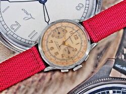 Gyönyörű Morena svájci Chronograph óra az 1950-es évekből szép új szövet szíjjal.
