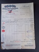 Régi számla Magyar Petróleumipari Rt. szép grafikával - Bencsik Pál 1948