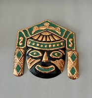 Unique Peruvian Inca Decorative Mask – Hand-embossed Red Copper Wall Art (20x20 cm)