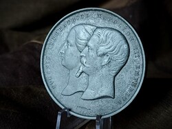 Ritka 1855 Párizsi Világkiállítás nagyméretű emlékérem III. Napóleon