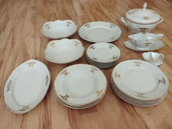 Bernadotte csehszlovák porcelán étkészlet aranyozott dekorral