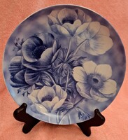 Anemonés limogesi porcelán tányér, dísztányér (L5715)