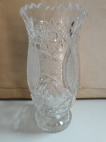 Csodás csengésű, masszív, gazdagon metszett ólom kristály váza - 20 cm, nem hibátlan