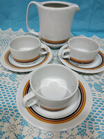 Alföldi sárga-barna-sötétbarna csikos teások, virslisek, zónatányérok