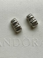 Ritka! Már nem kapható eredeti Pandora Moments bordás clip, spacer * ALE S925 ezüst * párban