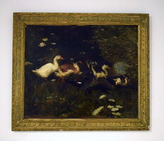 Antik olajfestmény - vadkacsák 61 x 53 cm
