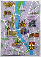 Budapest - Belváros / nevezetességek /Földgömb és Térképbolt  - retro térképes  nem képeslap
